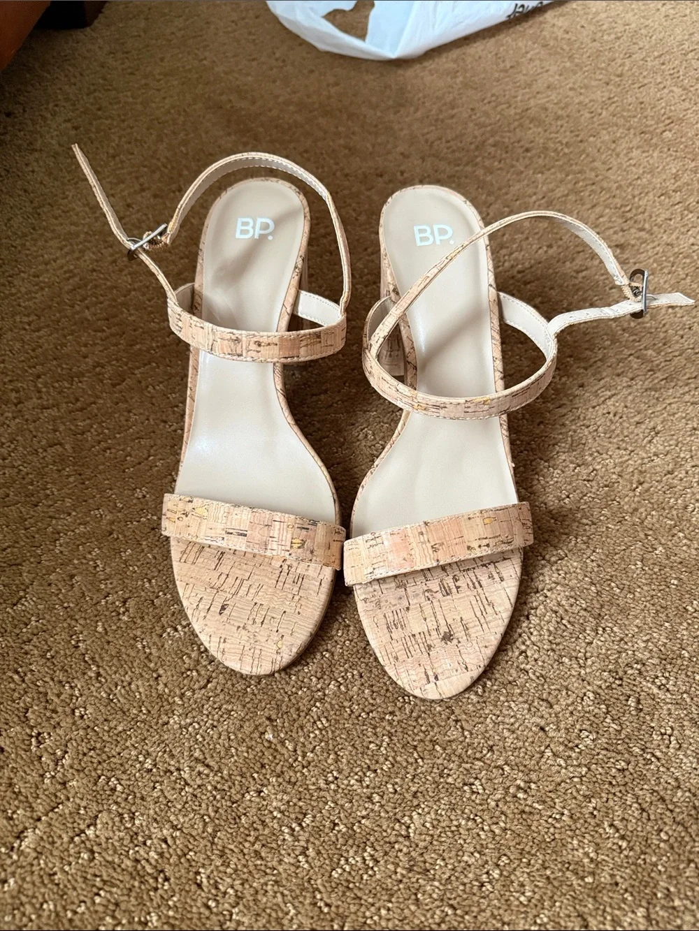 bp Cork Strap Sandals in Natural Beige